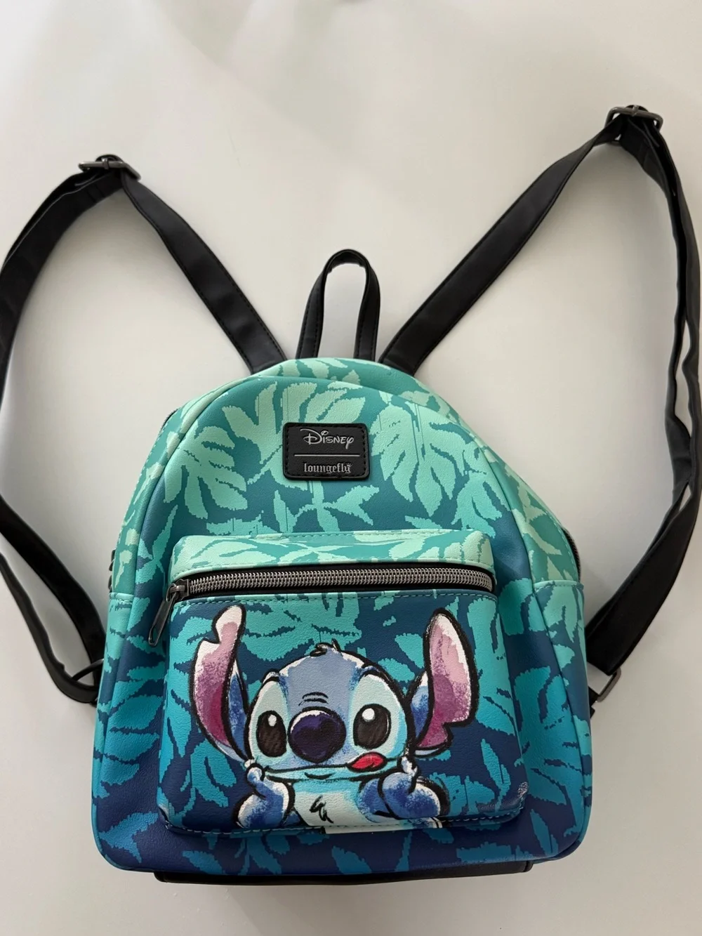 Disney Loungefly Teal Blue Kids Backpack with Stitch Graphic